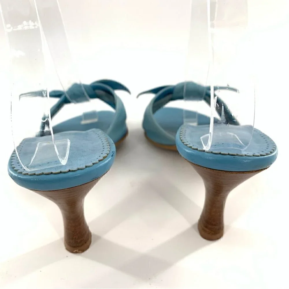 Franco sarto womens heels size 7 blue leather vintage y2k 90s bow